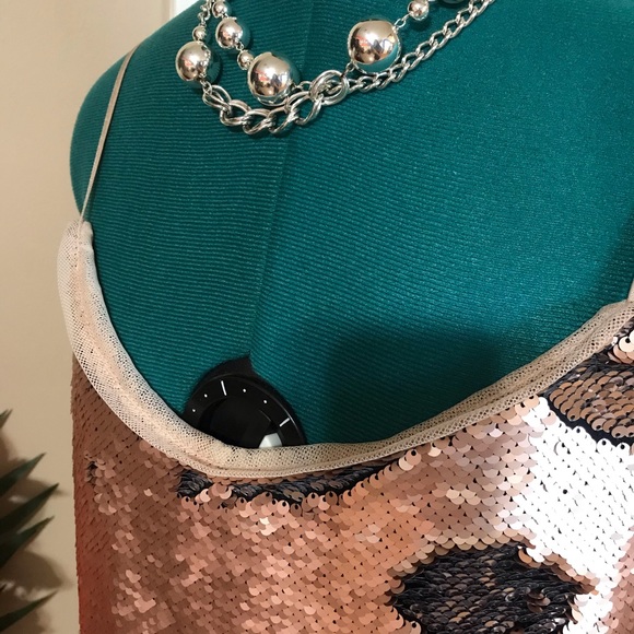 ZARA rose gold flip sequin cami NWOT - Picture 8 of 8